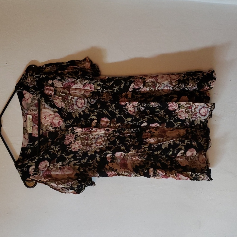 staring at stars | Black Floral Cold-Shoulder Mini Dress | XS